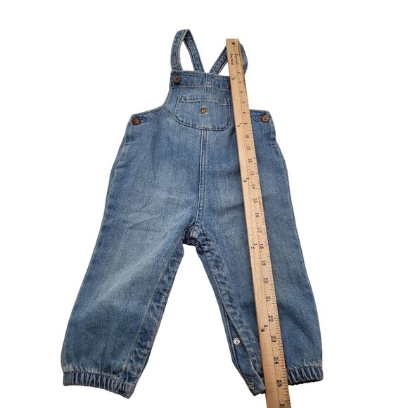 Baby Gap 12-18 Month Soft Denim Overalls Jumpsuit Criss Cross Straps Classic - Picture 11 of 11